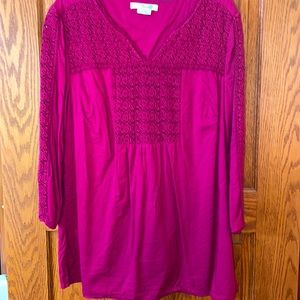 BODEN 10 top boho peasant PINK fully lined Cotton 3/4 sleeve EXCELLENT